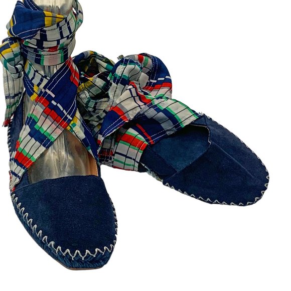 ZARA Woman Navy Suede Ribbon Lace Up Espadrilles Size 39 EU / 8 US - Picture 10 of 11